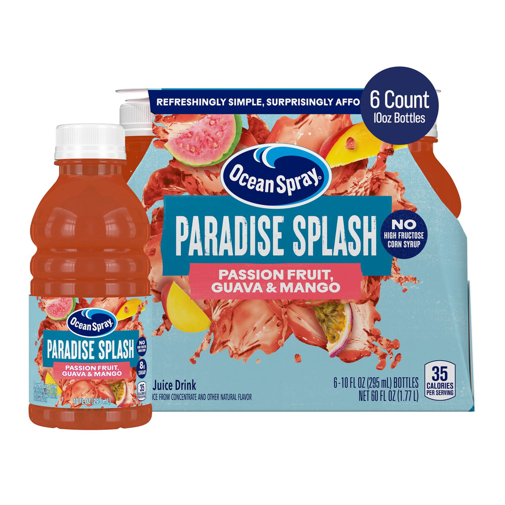 Ocean Spray® Paradise Splash – Passionfruit Guava & Mango · Bebida · 6 botellas de 296 ml