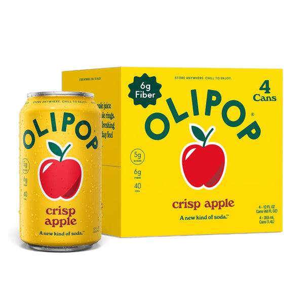 OLIPOP Crisp Apple · Refresco prebiótico · 4 × 355 ml