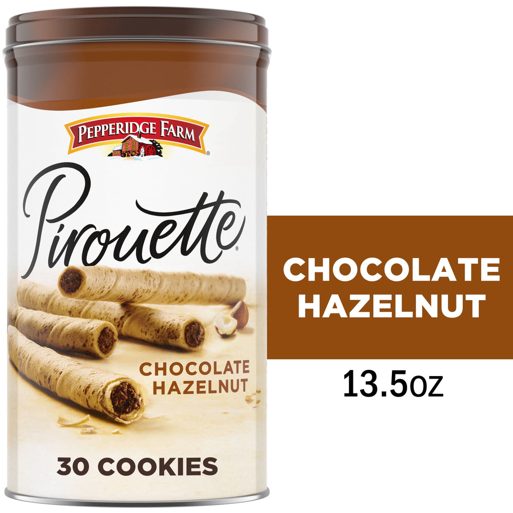Pepperidge Farm Pirouette Chocolate Hazelnut Créme Filled · Galletas · 383 g · lata