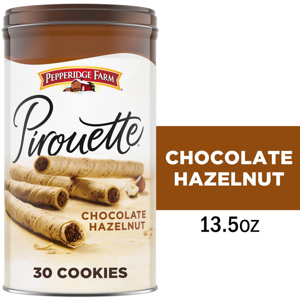 Pepperidge Farm Pirouette Chocolate Hazelnut Créme Filled · Galletas · 383 g · lata