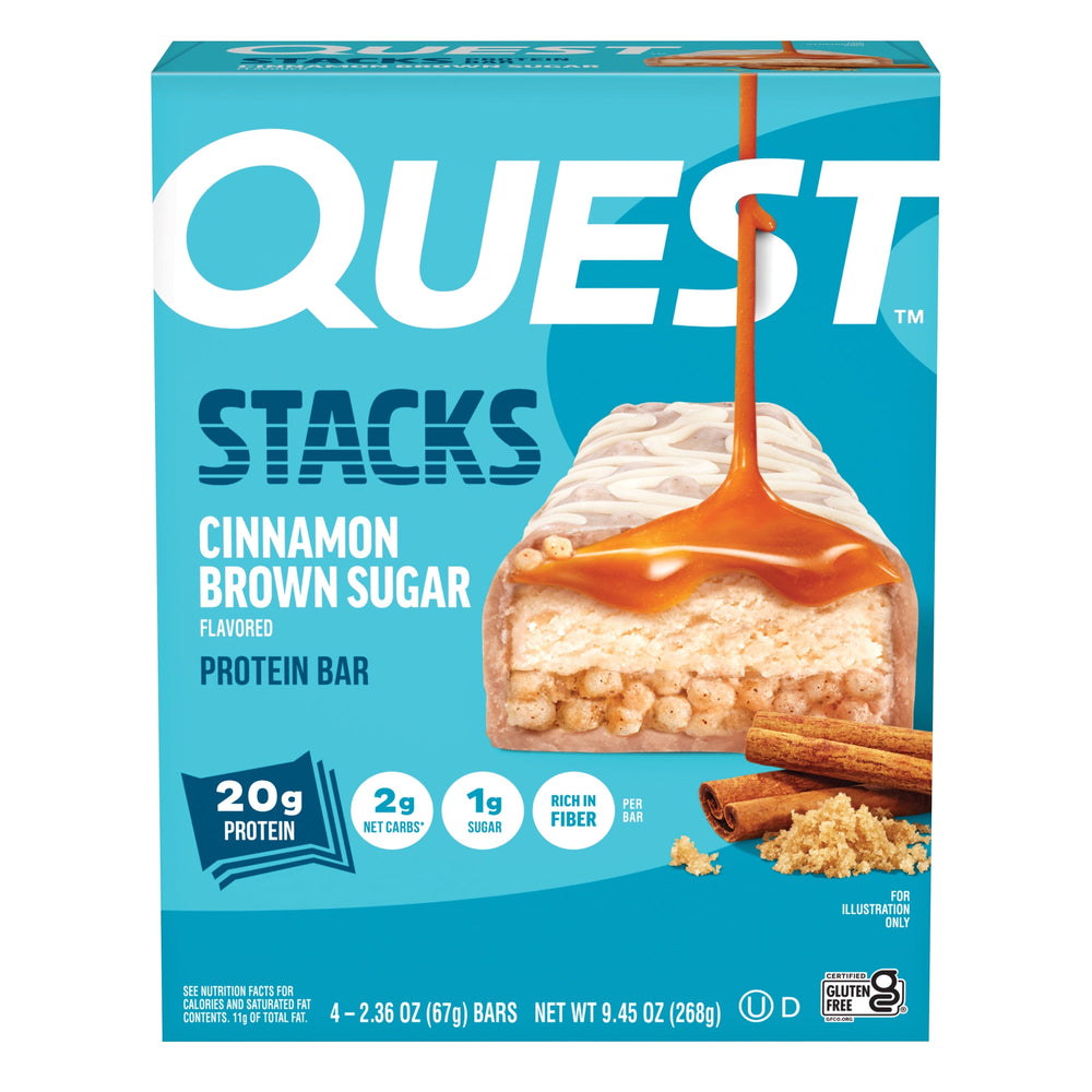 Quest Stacks Cinnamon Brown Sugar · Barra de proteína · 4 pzas de 67 g