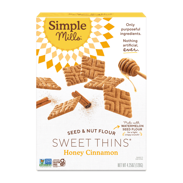 Simple Mills Seed and Nut Flour Sweet Thins Honey Cinnamon sin gluten · Snack salado · 120 g