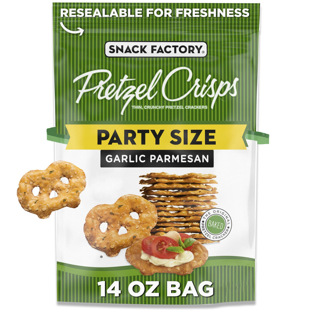 Factory Garlic Parmesan Pretzel Crisps · Pretzels · 397 g · bolsa · tamaño fiesta