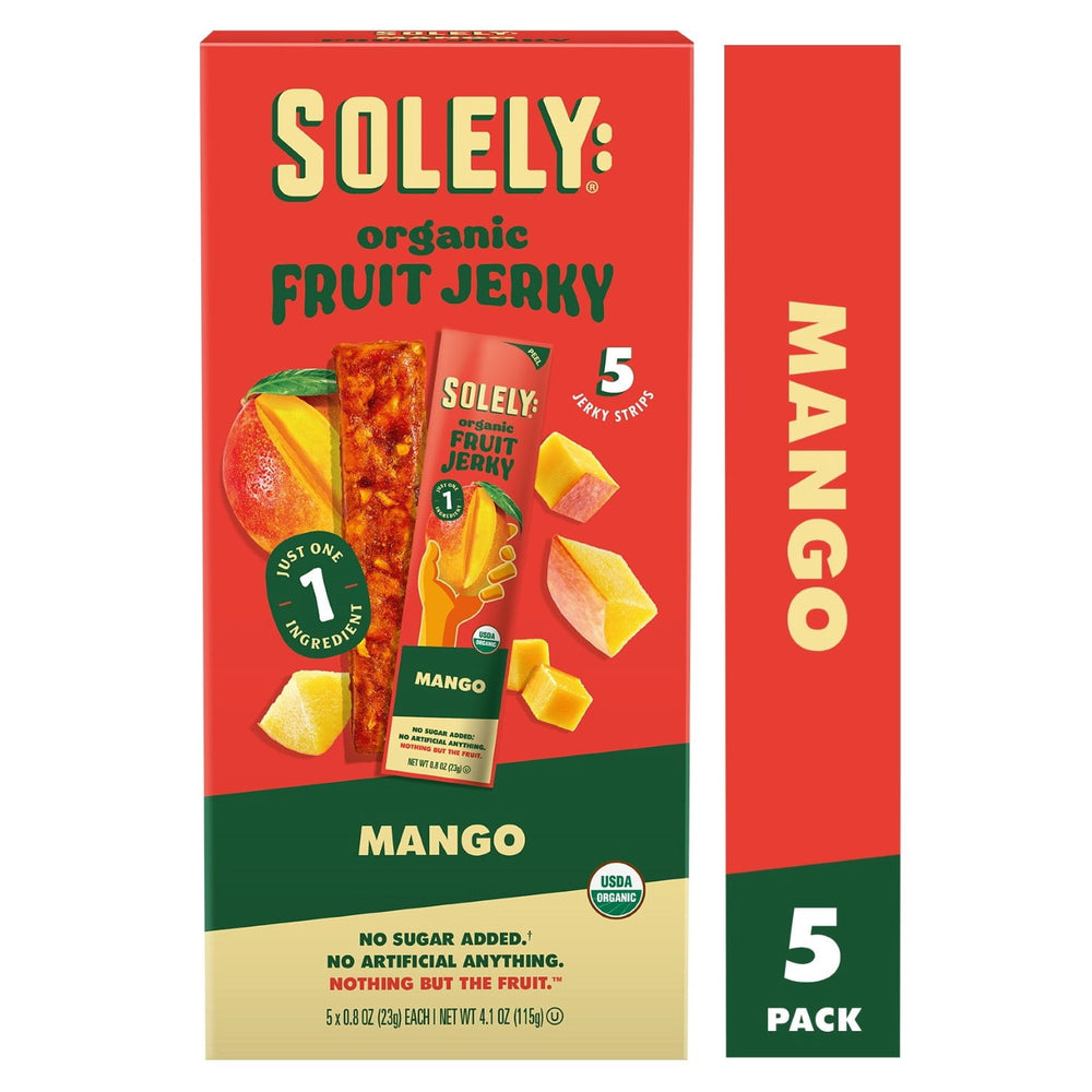 Solely Fruit Jerky orgánico Mango · Tiras de fruta · 5 tiras de 23 g