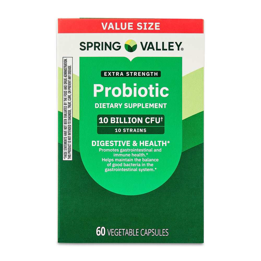 Spring Valley Extra Strength Probiotic · Suplemento probiótico · 60 cápsulas