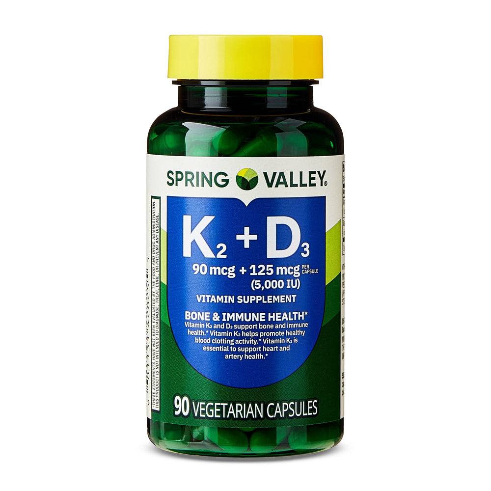Spring Valley K2 + D3 · Suplemento vitamínico · 90 cápsulas