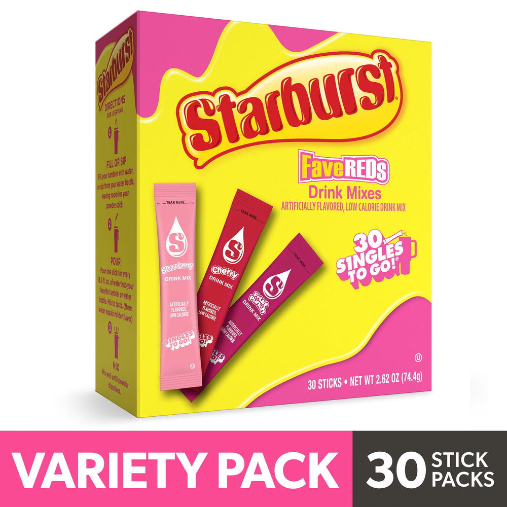 Starburst Fave Reds Variety · Polvo para agua · 30 pzas