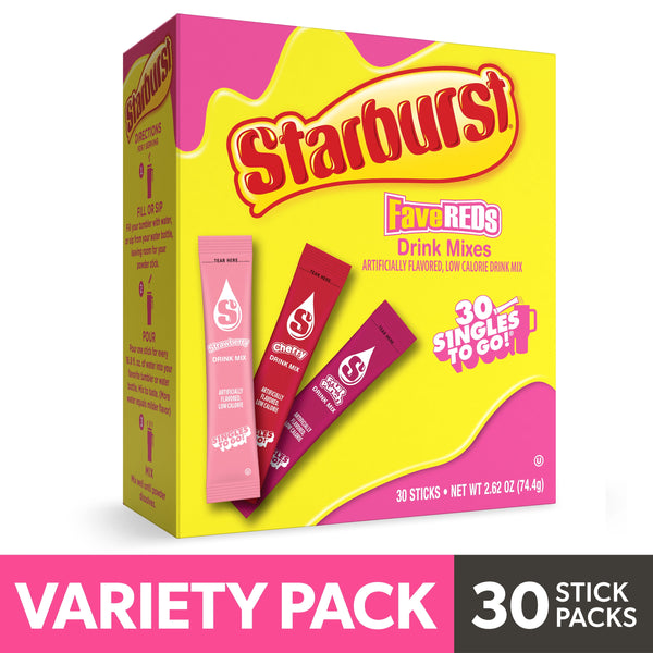 Starburst Fave Reds Variety · Polvo para agua · 30 pzas