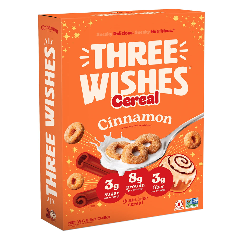 Three Wishes sin gluten · Cereal sin granos sabor canela · 244 g