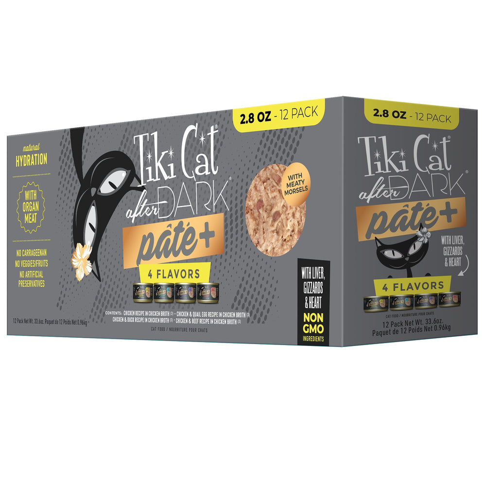 Tiki Cat After Dark Pate+ · Alimento húmedo para gato · 12 latas de 79 g