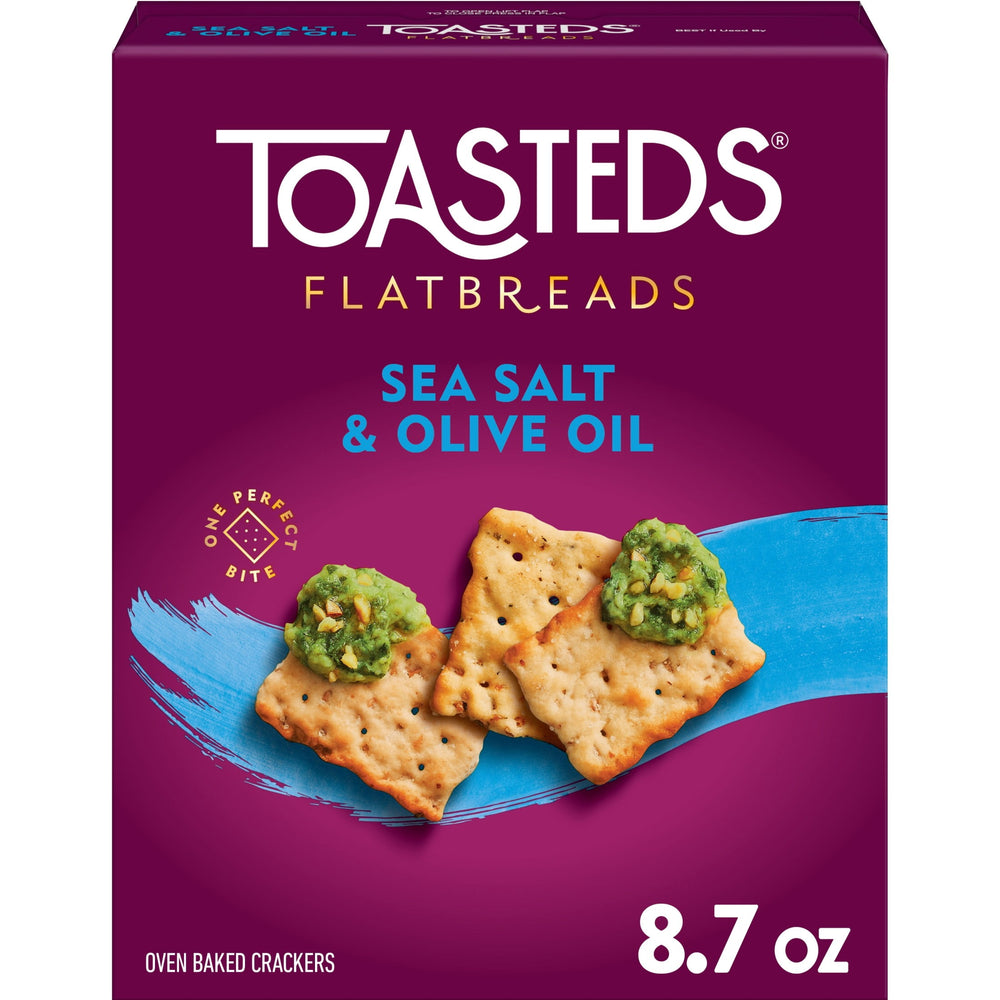 Toasteds Flatbreads Sea Salt and Olive Oil Party · Galletas saladas · 247 g