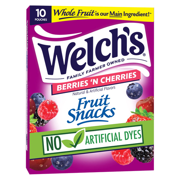 Welch's Fruit Berries 'N Cherries · Gomitas de fruta · 10 pzas de 23 g