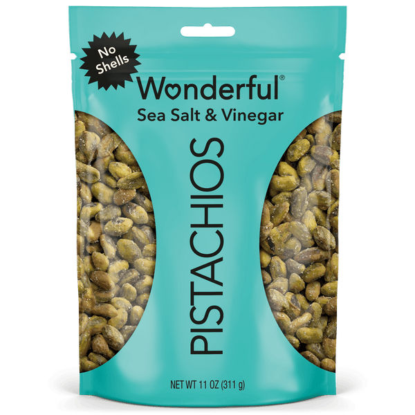 Wonderful Pistachios No Shells Sea Salt & Vinegar Nuts · Snack salado · 312 g · bolsa