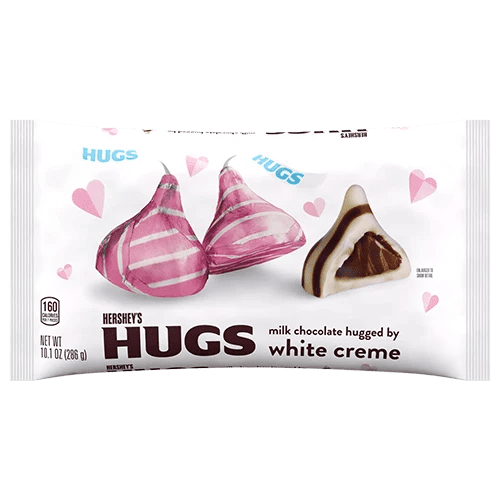 HERSHEY'S HUGS Milk Chocolate and White Creme Valentine's · Caramelos · 286 g · bolsa