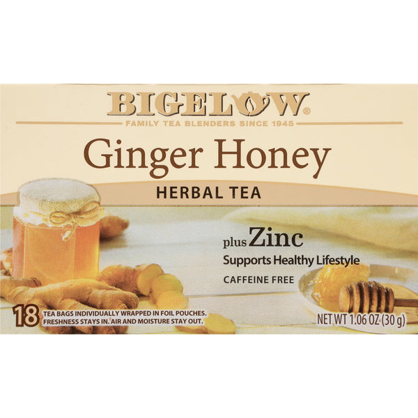 Bigelow Ginger Honey Plus Zinc Herbal Tea Caffeine Free · Té · 18 pzas