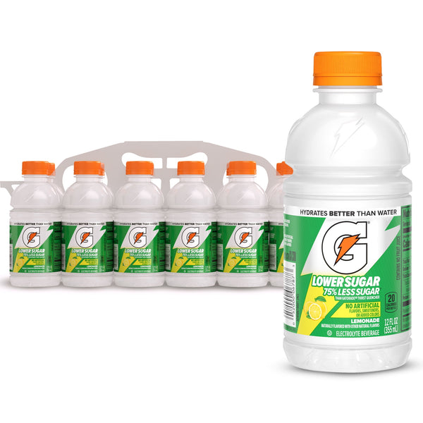 Gatorade Lower Sugar No Artificials Lemonade · Bebida · 12 botellas de 355 ml