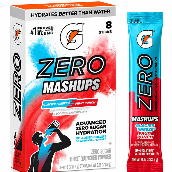 Gatorade Powder Mashups Glacier Freeze-Fruit Punch Zero Sugar · Polvo para agua · 8 pzas de 3 g