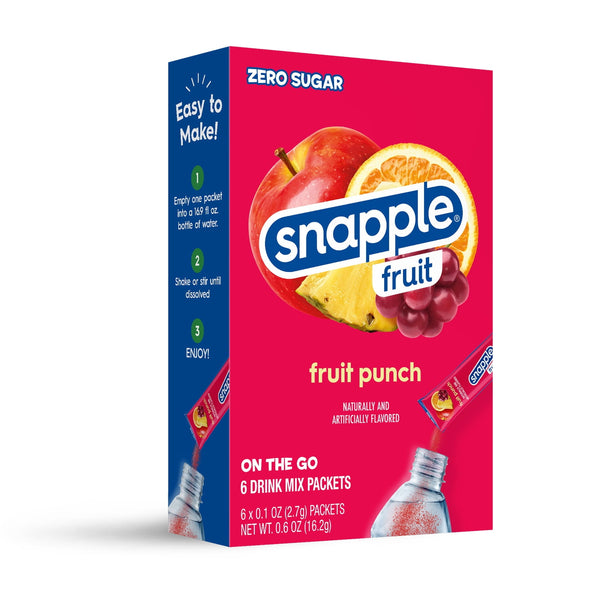 Snapple Fruit Punch Zero Sugar · Polvo para agua · 6 pzas