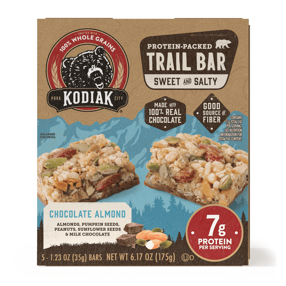 Kodiak Protein-Packed Chocolate Almond Trail · Caramelos · 5 pzas de 35 g