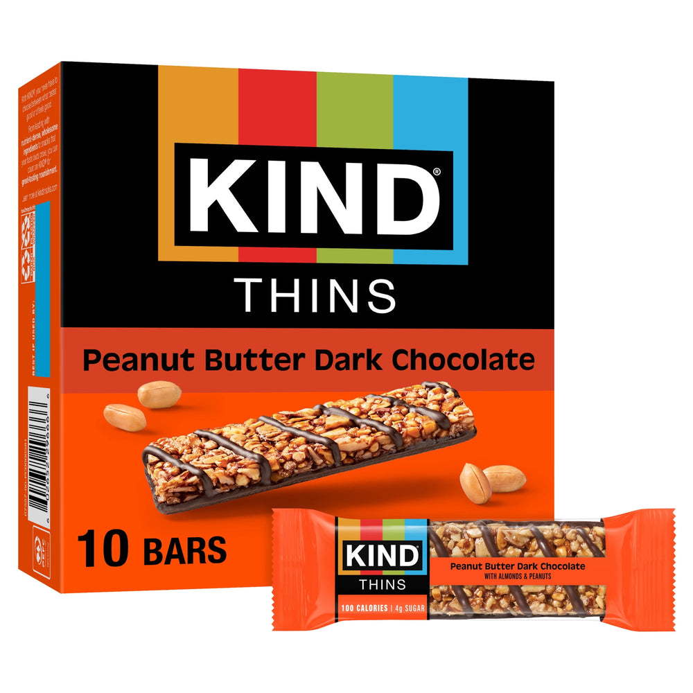 KIND Thins Peanut Butter Dark Chocolate Gluten Free · Barra · 10 pzas de 21 g