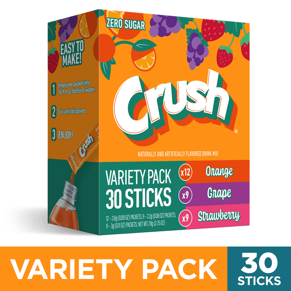 Crush Variety Pack Orange Sugar-Free · Polvo para agua · 30 pzas