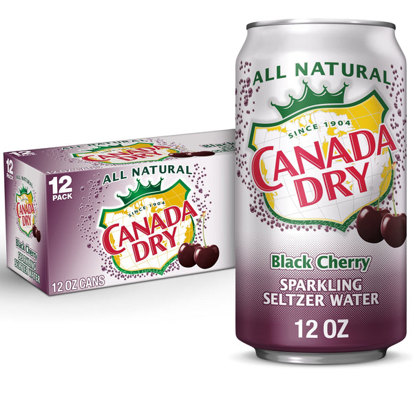 Canada Dry Black Cherry Sparkling Seltzer Water · Agua mineral · 12 latas de 355 ml