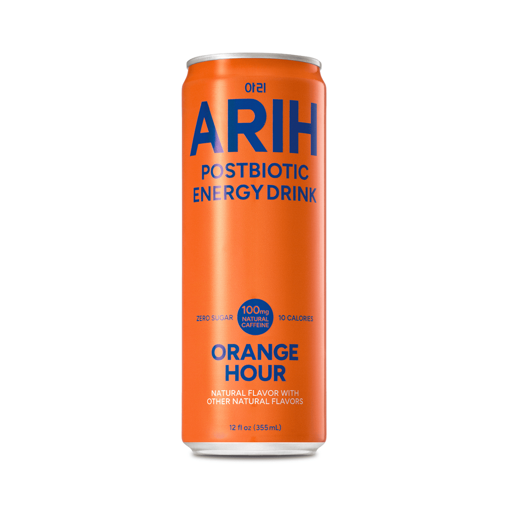 ARIH Postbiotic Orange Hour Zero Sugar · Bebida energética · 355 ml