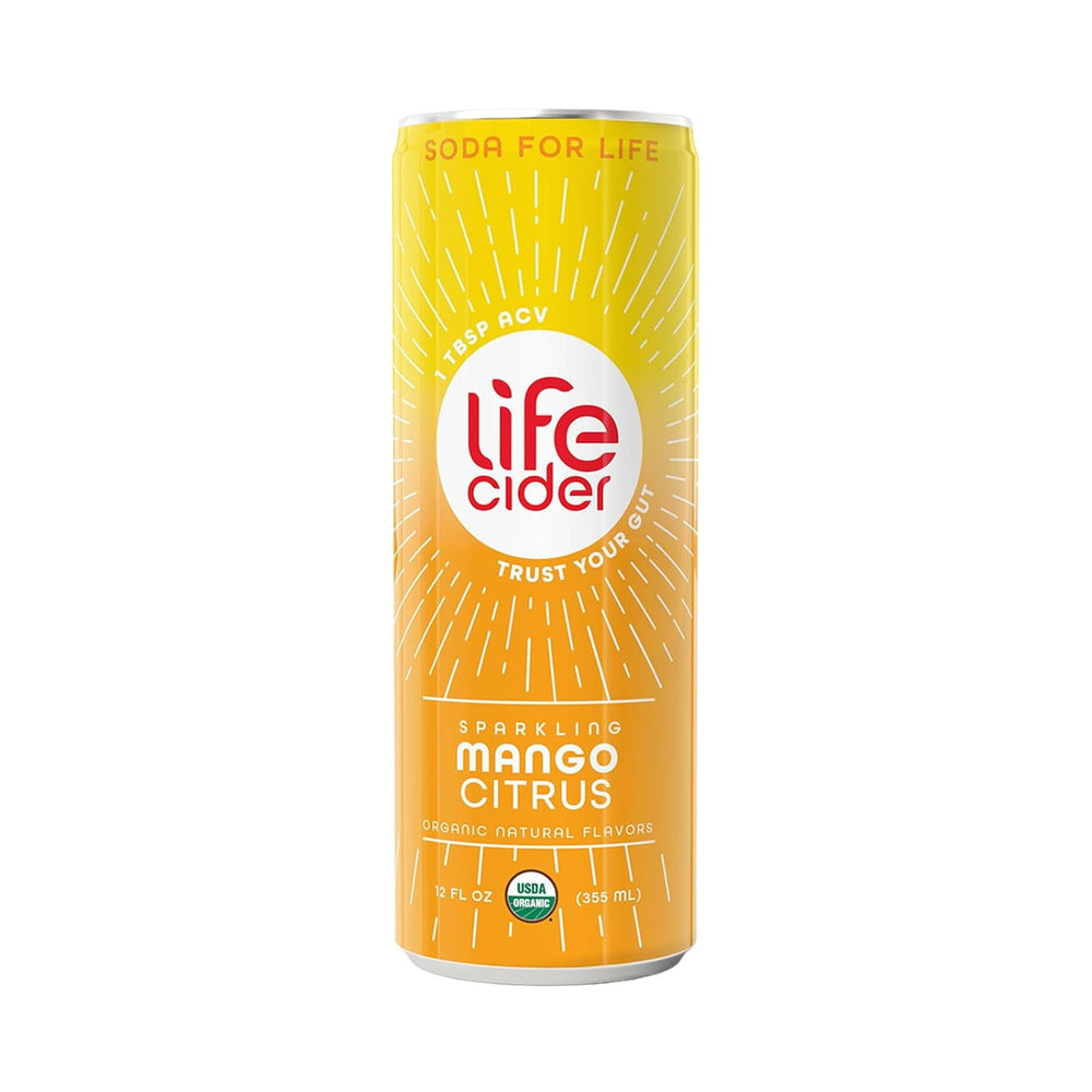 Life Cider Sparkling Apple Cider Vinegar Healthy Soda Mango Citrus · Refresco · 355 ml · lata