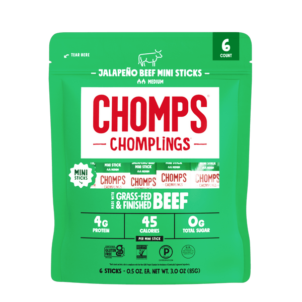 Chomps Mini Jalapeno Beef Chomplings Sticks · Carne seca · 6 pzas de 142 g