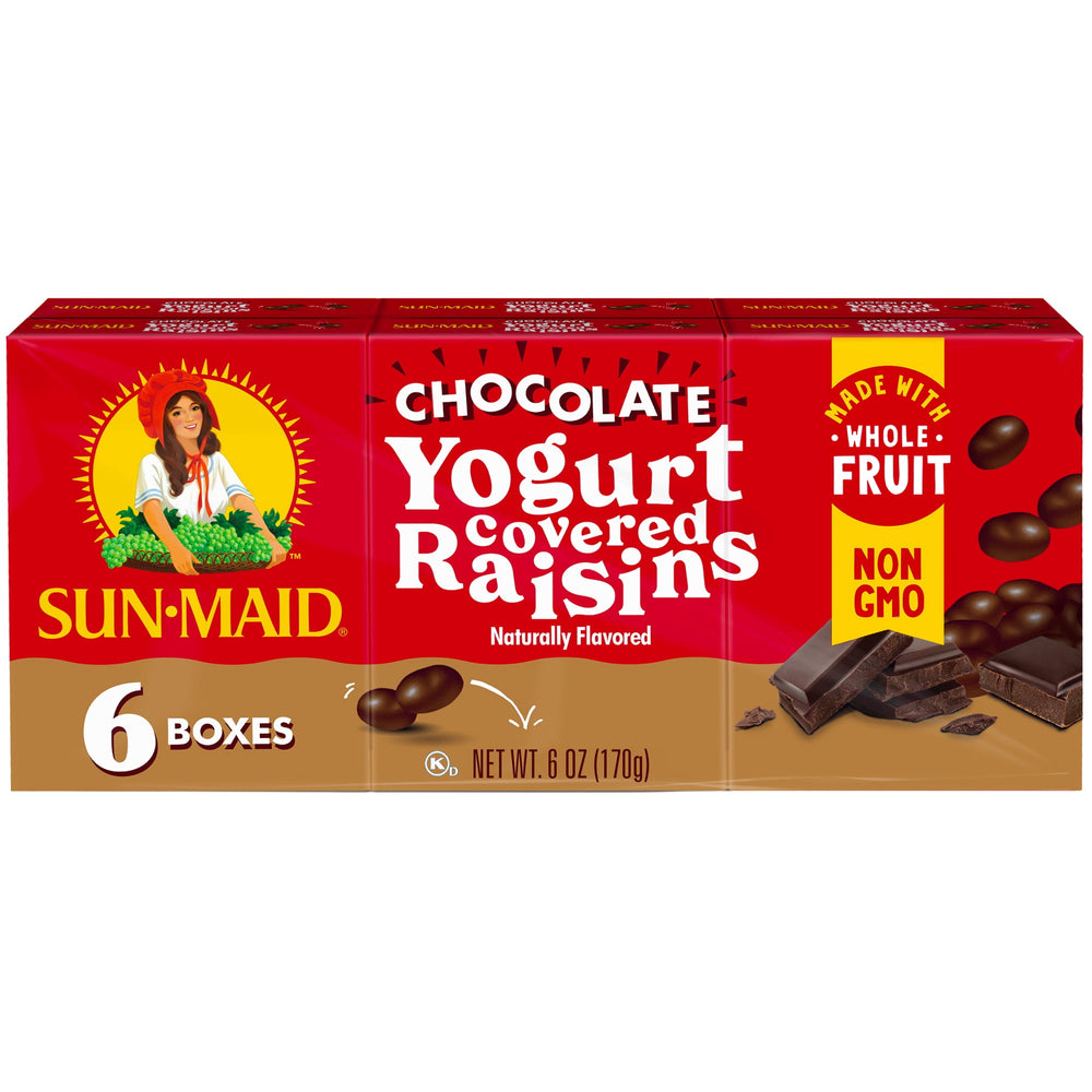 Sun-Maid® Chocolate Yogurt Covered Raisins 6-Pack · Caramelos · 6 pack de 28 g