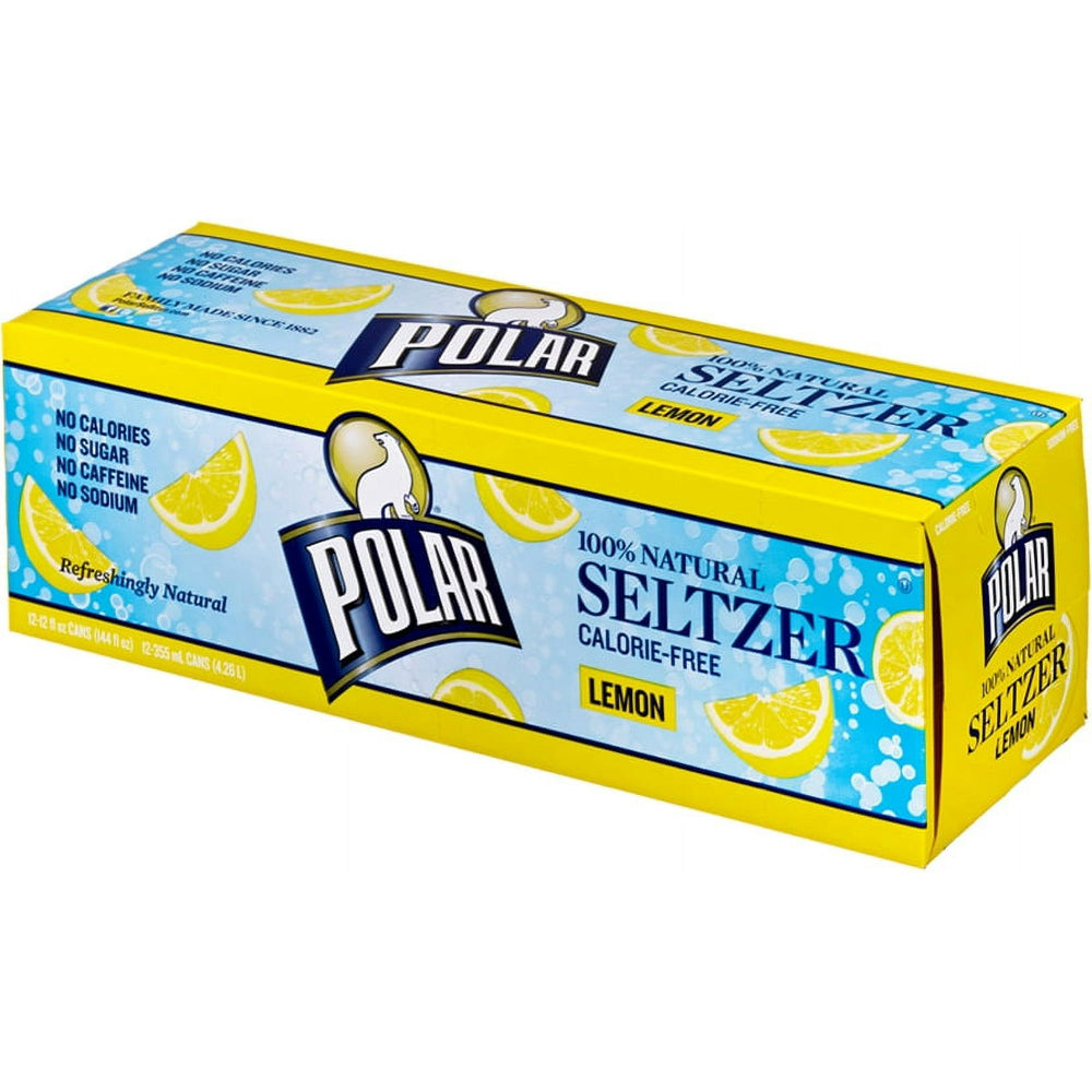 Polar Seltzer Water Lemon · Agua mineral · 12 latas de 355 ml