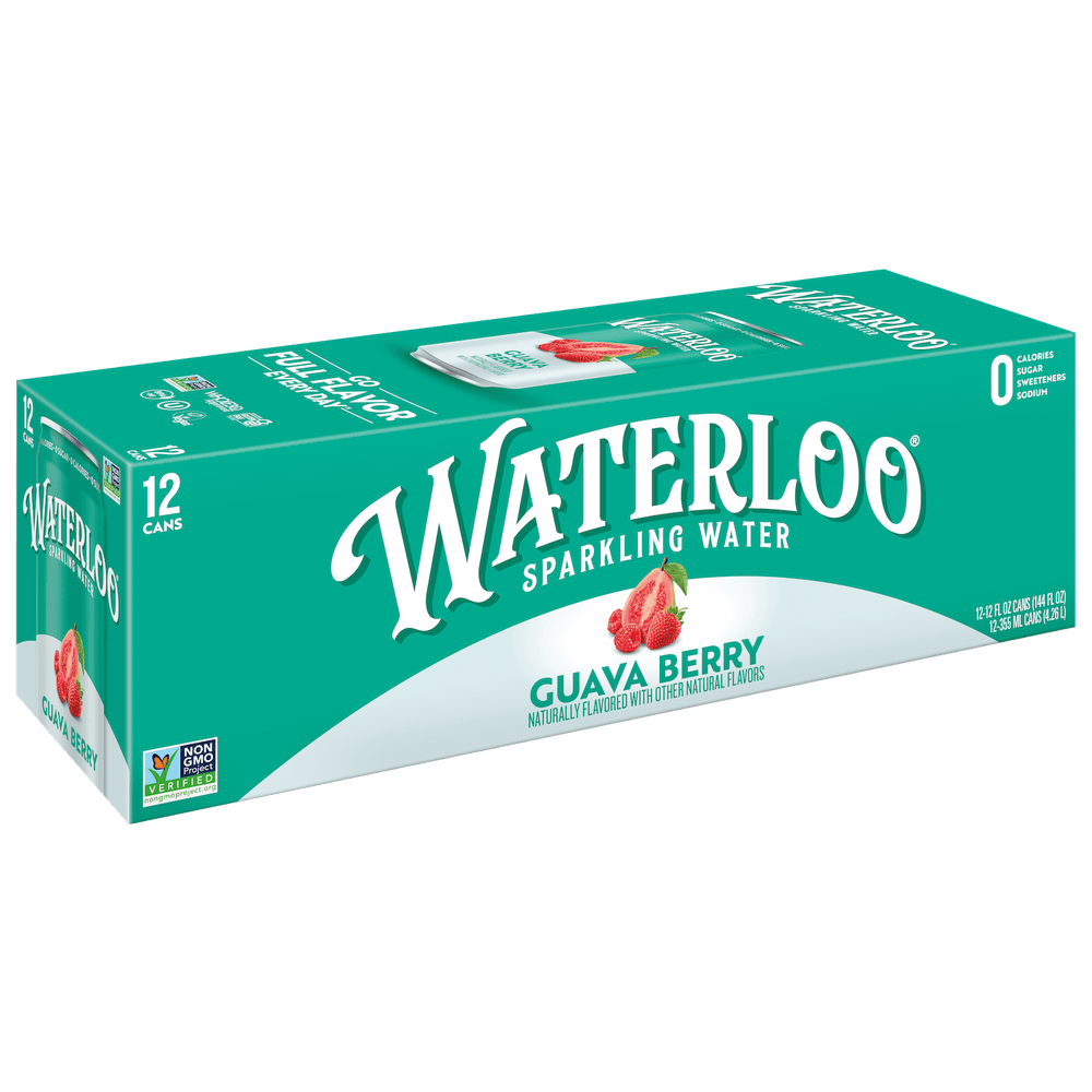 Waterloo Guava Berry · Agua mineral · 12 latas de 355 ml