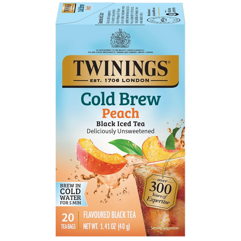 Twinings Cold Brewed Bags Unsweetened Peach Black Tea · Té · 20 pzas