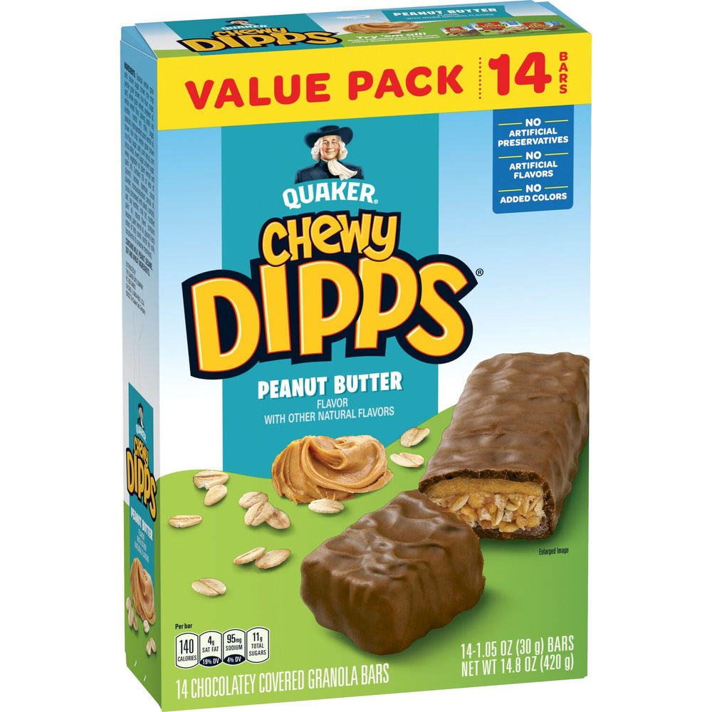 Quaker Dipps Chocolatey Covered Peanut Butter · Barras · 14 pzas · 420 g