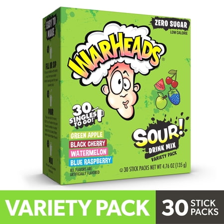 Warheads Sour Variety · Polvo para agua · 30 pzas