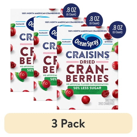 Ocean Spray® Craisins® 50% Less Sugar Dried Cranberries · Fruta seca · 3 pack de 227 g