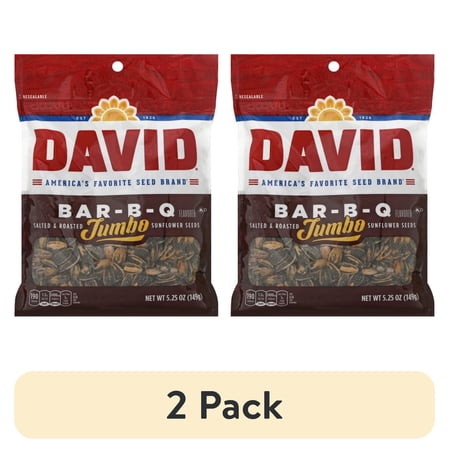 DAVID Roasted and Salted Sunflower Seeds Bar-B-Q · Nueces · 2 pack de 149 g · jumbo