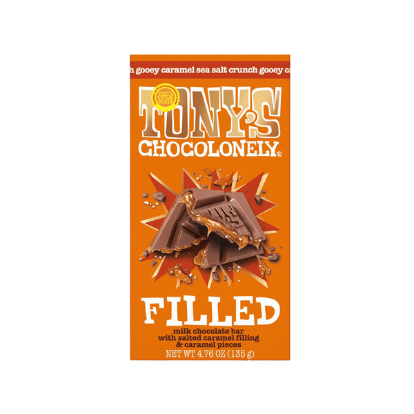 Tony's Chocolonely Filled Gooey Caramel Sea Salt Bar · Caramelos · 135 g