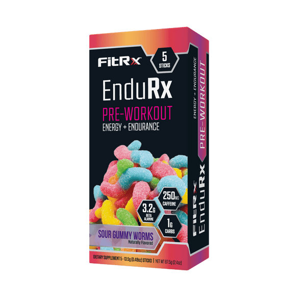 FitRx EnduRx Sour Gummy Worm Pre-Workout Powder – · Gomitas · 5 sobres de 3.2 g