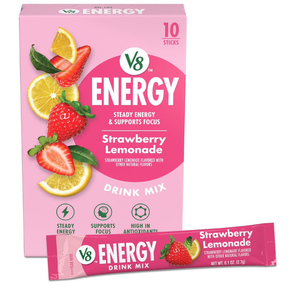 V8 Energy Strawberry Lemonade Powder ( · Bebida energética · 10 pzas