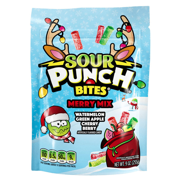 Sour Punch Bites Merry Mix Holiday Pieces · Caramelos · 255 g · bolsa