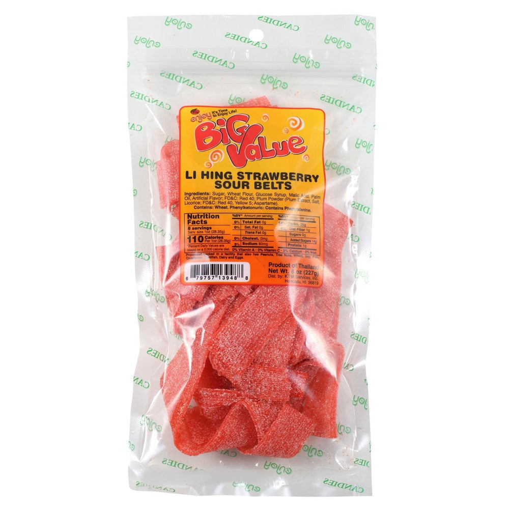 Enjoy BV Li Hing Strawberry Sour Belts ( · Caramelos · 227 g