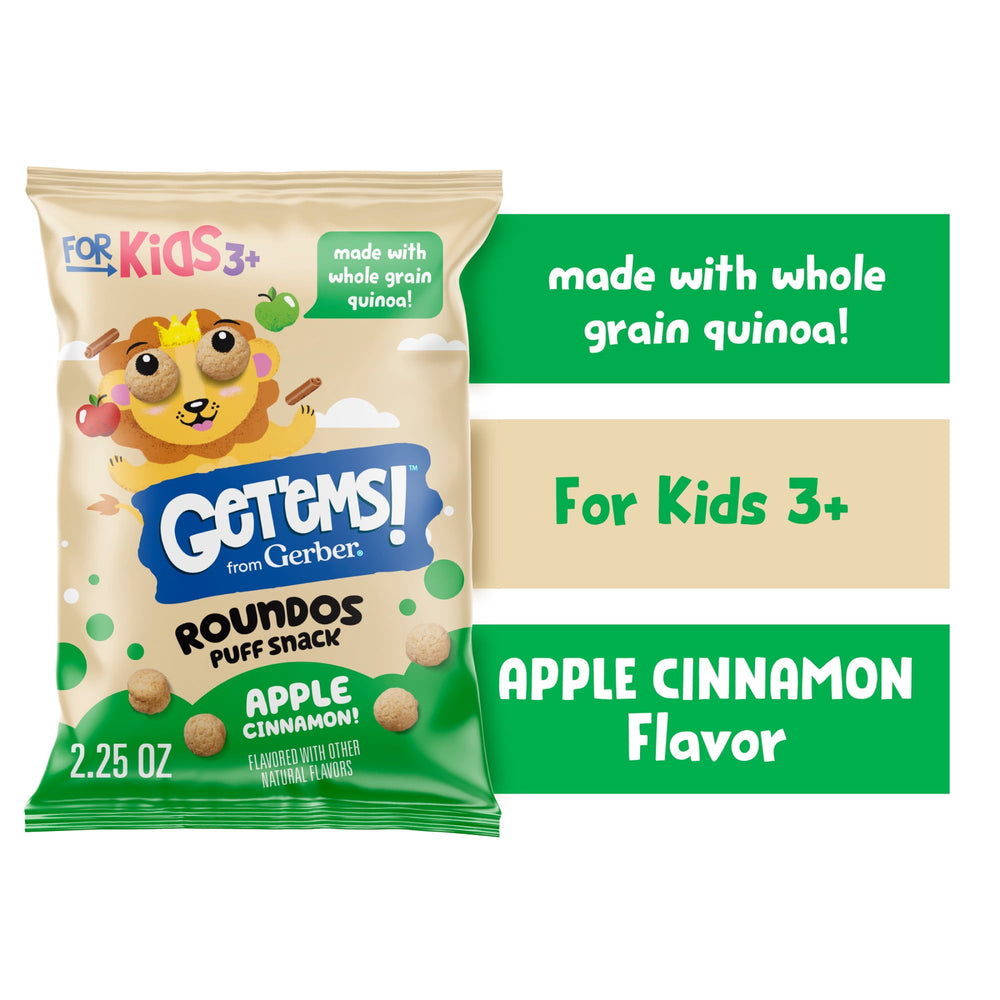 Get'ems from Gerber Apple Cinnamon Roundos Puffs Calcium · Frituras · 64 g