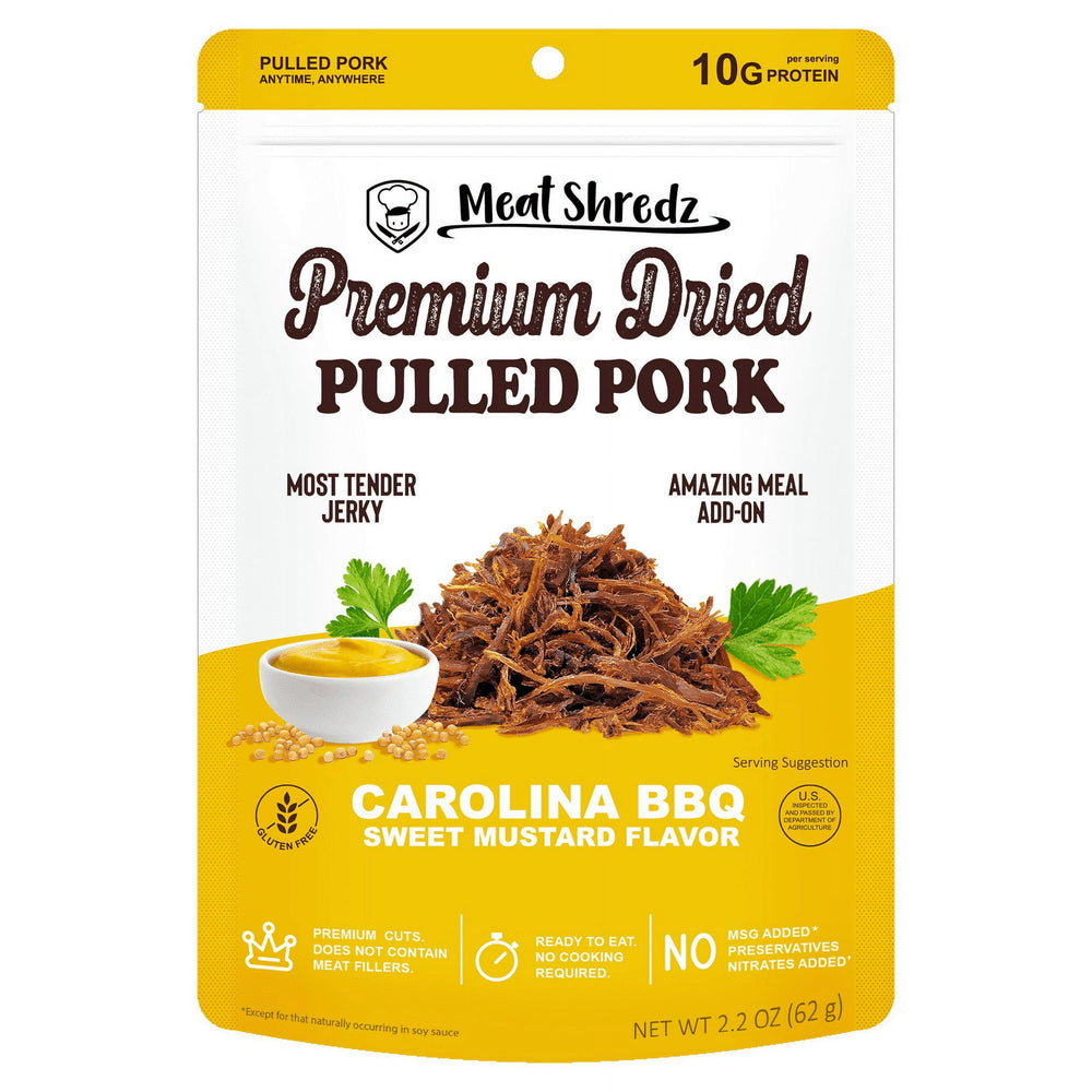 Meat Shredz - Mustard Carolina BBQ Pulled Pork · Carne seca · 62 g