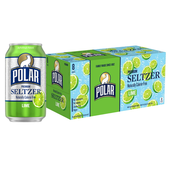 Polar Zero Calorie Lime Sparkling Seltzer Water · Agua mineral · 8 latas de 355 ml