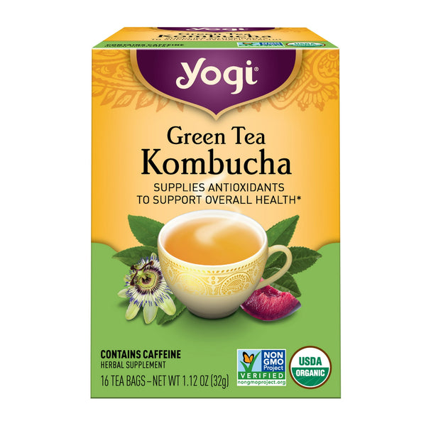 Yogi Green Tea Kombucha Organic Wellness Tea · Té · 16 pzas