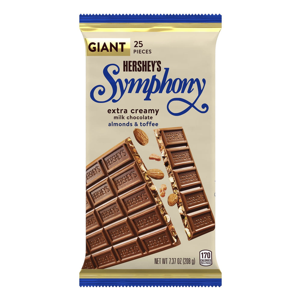 Hershey's Symphony Chocolate Almond Toffee Giant Bar · Caramelos · 25 pzas · 209 g