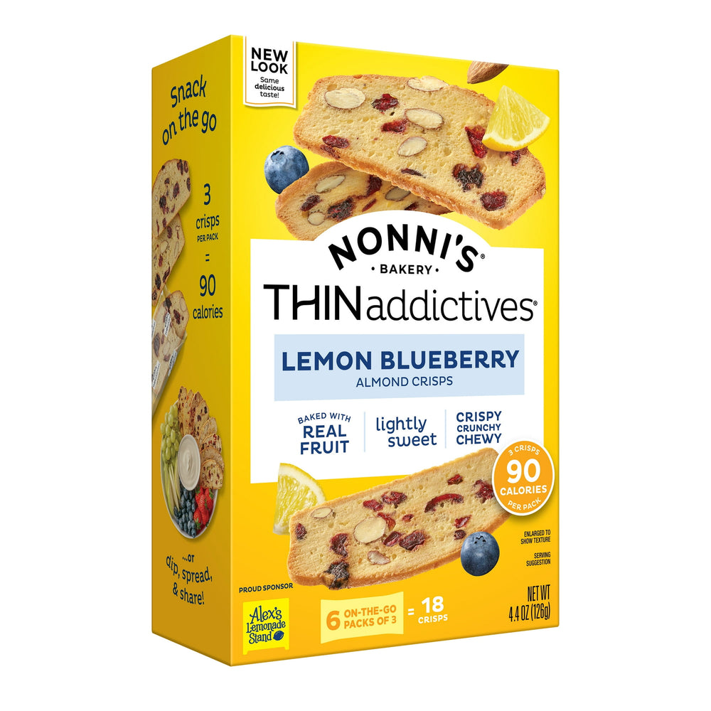Nonni's Bakery THINaddictives Lemon Blueberry Almond · Galletas · 18 pzas de 125 g