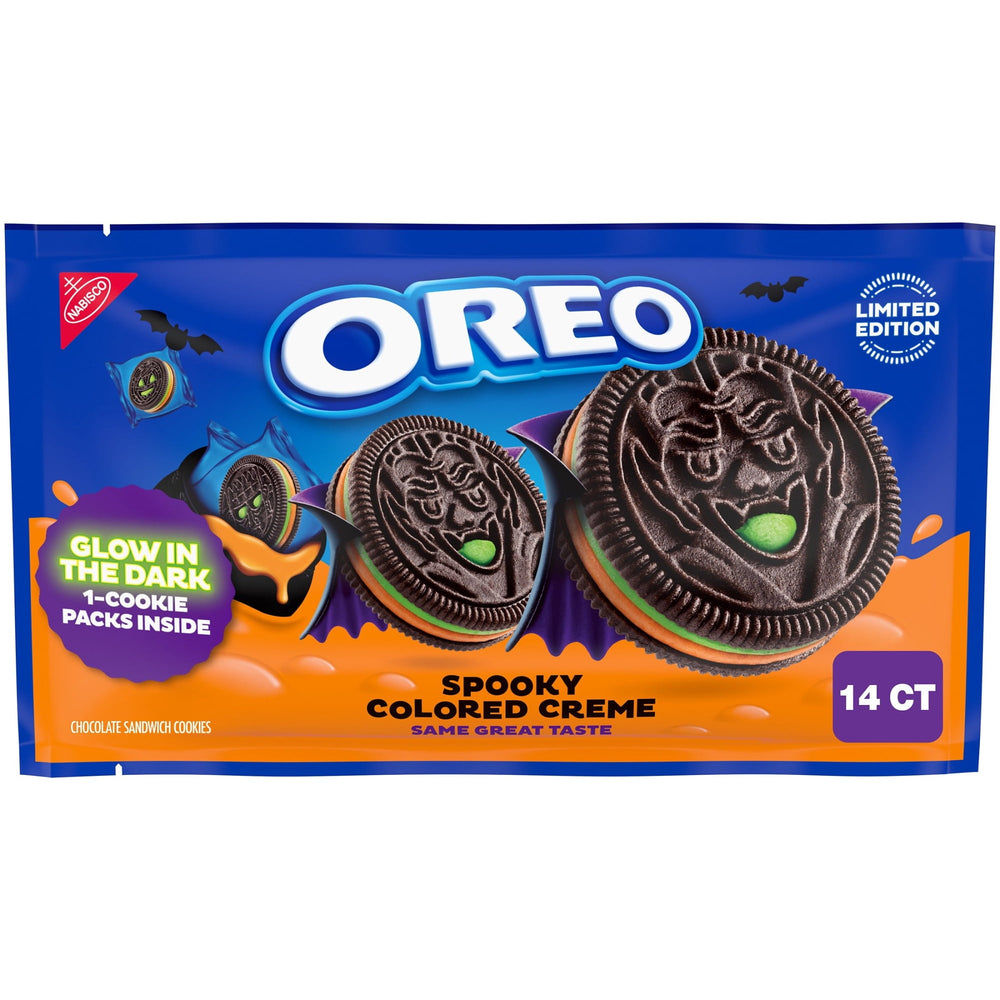 OREO Green and Orange Creme Chocolate Halloween · Galletas · 14 sobres