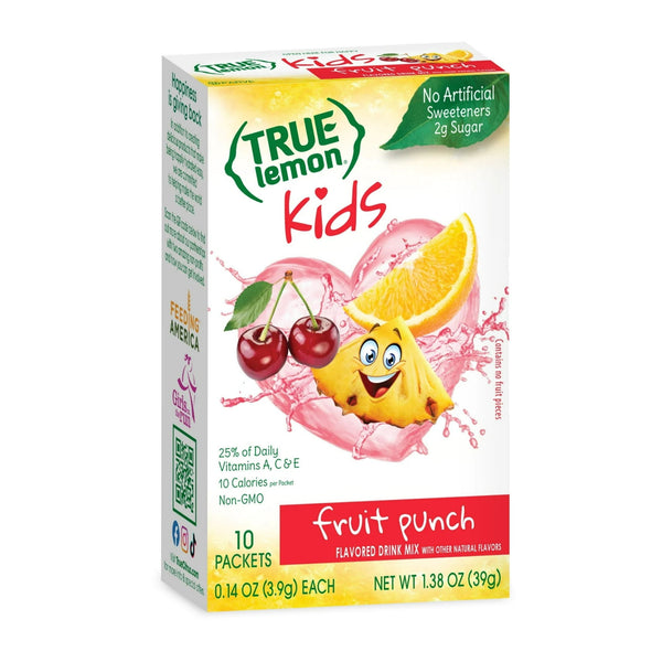True Lemon Kids Fruit Punch Low Sugar · Polvo para agua · 10 pzas